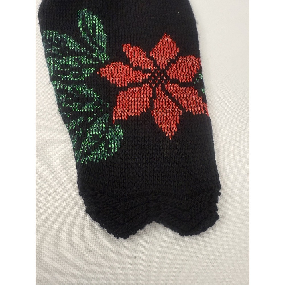 VTG Holiday Time Black Poinsettia Metallic Christmas Sweater Womens Size M - Picture 6 of 9